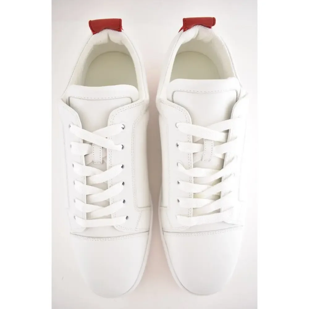 Christian Louboutin Mens Fun Louis Junior Flat White Red Low Top Sneaker 48 15